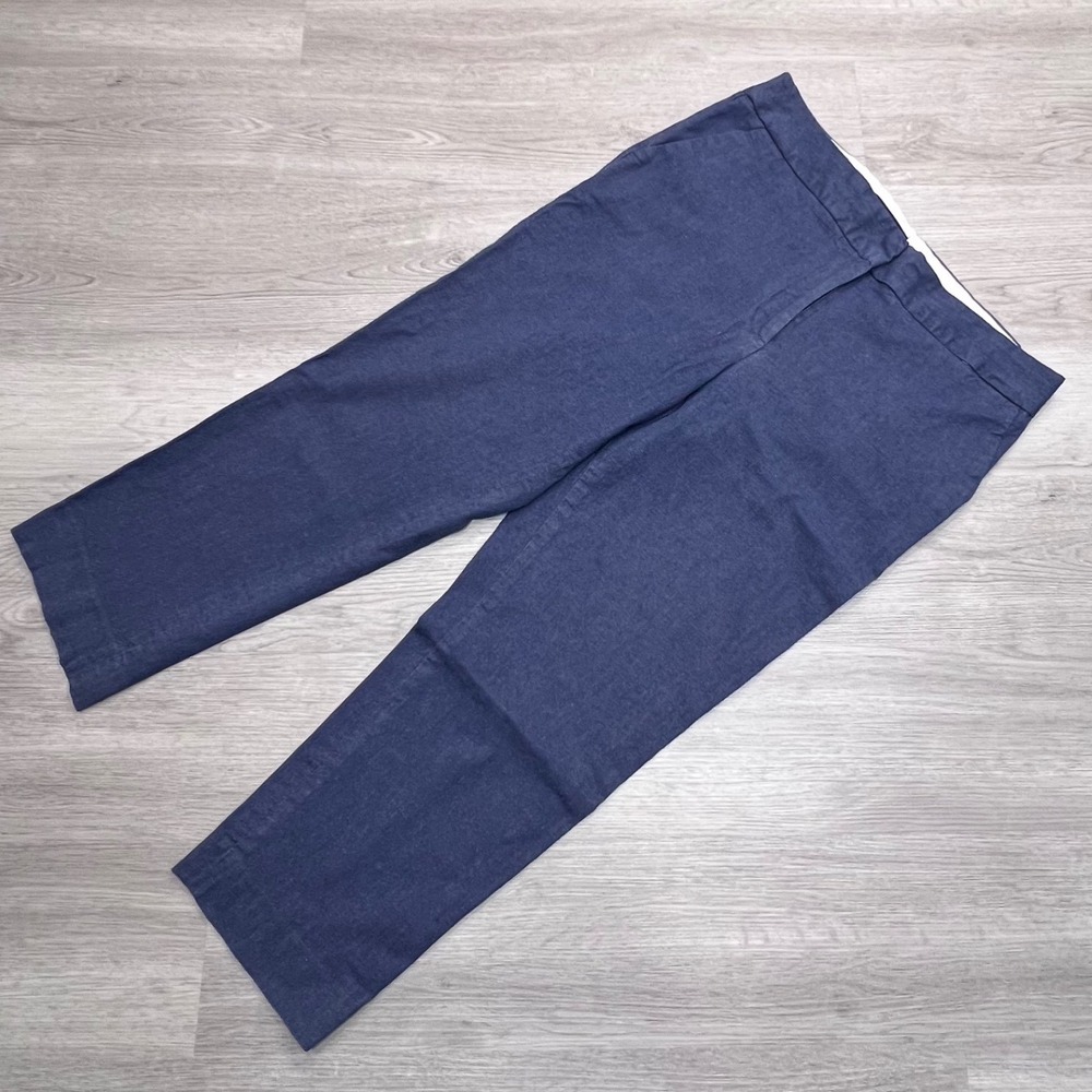 Talbots Womens Slim Crop Pants Mill Blue Cotton Modal Stretch Size 12 182016379